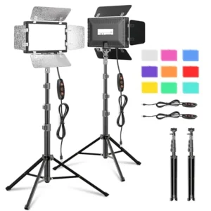 2-Pack LED Video Lighting Kit with Tripod Stand 5600K