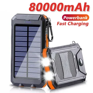 80000mAh Solar Power Bank with LED Light