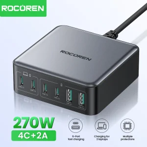 200W GaN Fast Charger 6-in-1 USB-C Charging Station